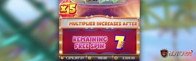 Hệ số nhân x5 và nhận thêm 7 vòng quay miễn phí trong tính năng free spin