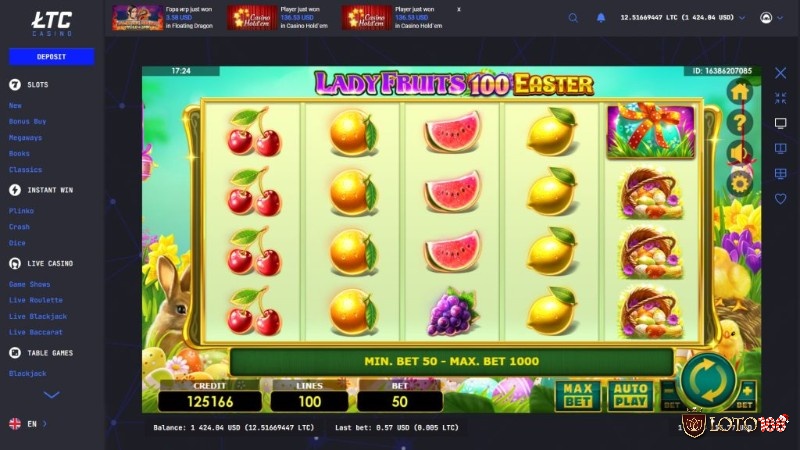 Lady Fruits 100 Easter là sự kết hợp hoàn hảo giữa vẻ đẹp và sự hứng khởi của trò chơi slot với không gian lễ hội Phục sinh đầy vui tươi.