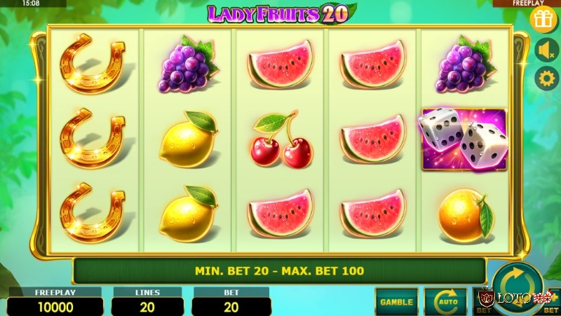 Giao diện game slot Lady Fruits 20